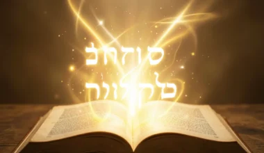 35 Powerful Prayers for Passover: A glowing, ancient book with calligraphy symbolizing divine light.