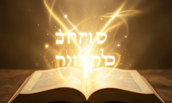 35 Powerful Prayers for Passover: A glowing, ancient book with calligraphy symbolizing divine light.