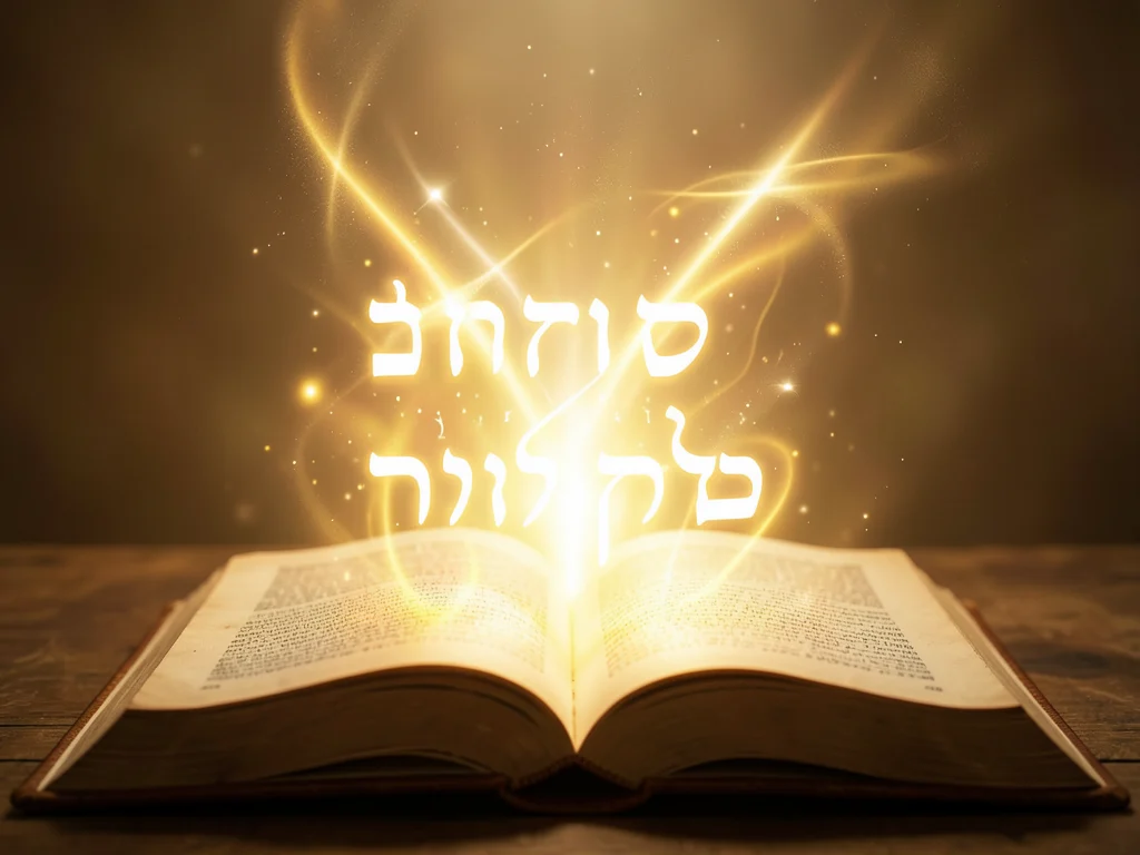 35 Powerful Prayers for Passover: A glowing, ancient book with calligraphy symbolizing divine light.