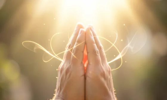 35 Powerful Healing Prayers For Husband: Hands clasped in prayer, bathed in golden light.