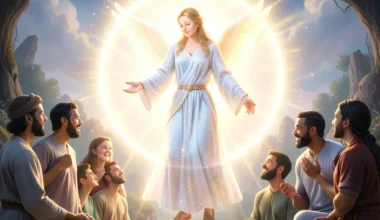 Guardian angel protecting people, symbolizing 35 powerful prayers for protection.