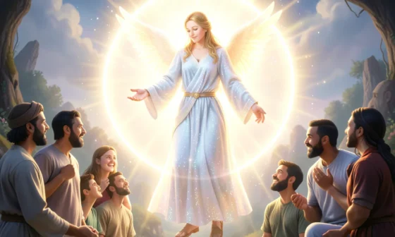 Guardian angel protecting people, symbolizing 35 powerful prayers for protection.