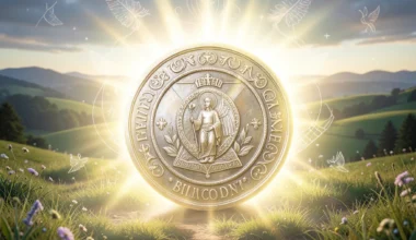 Saint Benedict's medal radiating protective light, symbolizing spiritual defense and divine grace.