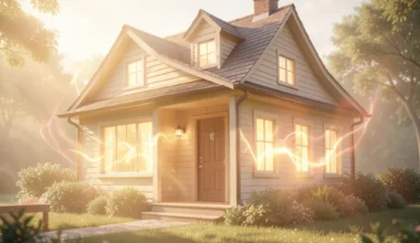 Home blessed and protected by divine light, symbolizing peace and spiritual security.