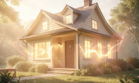 Home blessed and protected by divine light, symbolizing peace and spiritual security.