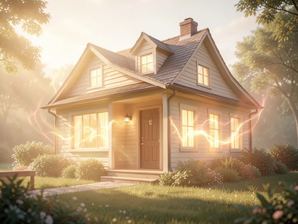 Home blessed and protected by divine light, symbolizing peace and spiritual security.