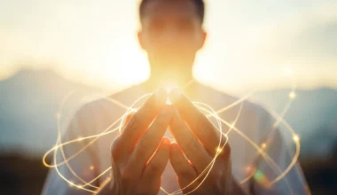 35 Powerful Prayers For My Husband's Health: Hands praying with healing light.