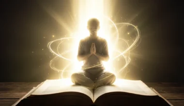 35 Powerful Psalms Prayers For Protection: Divine light protects a praying figure.