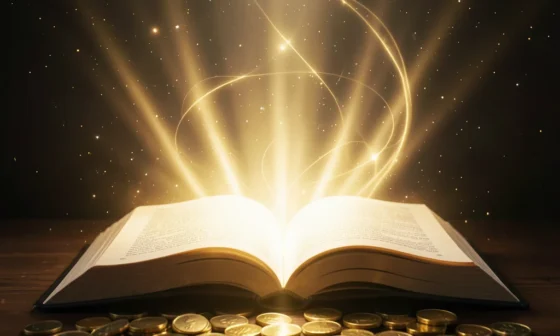 35 Powerful Prayers For Money: Spiritual abundance and hope visualized with golden light.