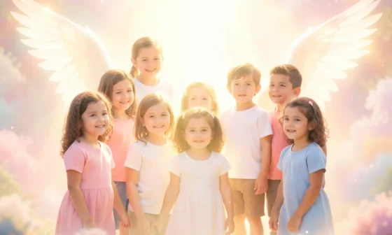 Divine light protecting children, symbolizing 35 powerful prayers for child protection.