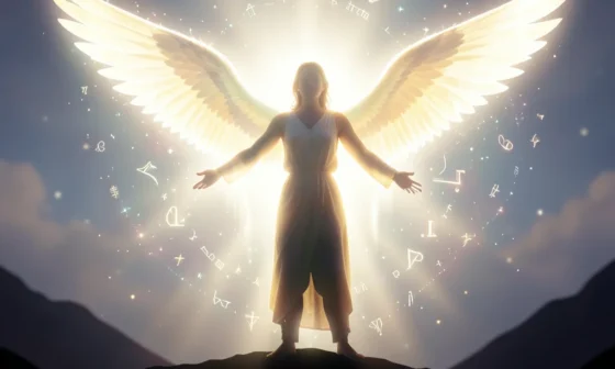 Guardian angel protecting a person with a divine aura, symbolizing 35 powerful protection prayers to guardian angel.